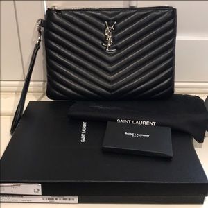 YSL Black Monogram Matelasse Pouch